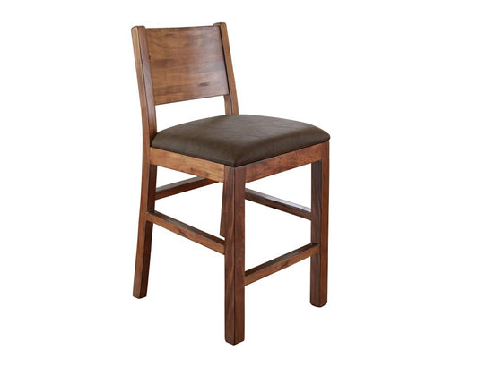 Parota 30" Barstool - Padded Faux Leather with Wooden Frame