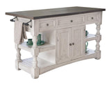 3 Drawer 2 Door Wood Kitchen Island | Farmhouse Chic Stone Collection