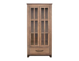 2 Glass Door 1 Drawer Cabinet - Natural Parota Display Vitrine