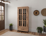 2 Glass Door 1 Drawer Cabinet - Natural Parota Display Vitrine