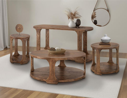 1 Shelf Chairside Table - Handcrafted Mango & Teak Wood