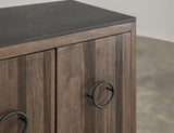 Ebano 4 Door Console - Natural Stone Top & Metal Base