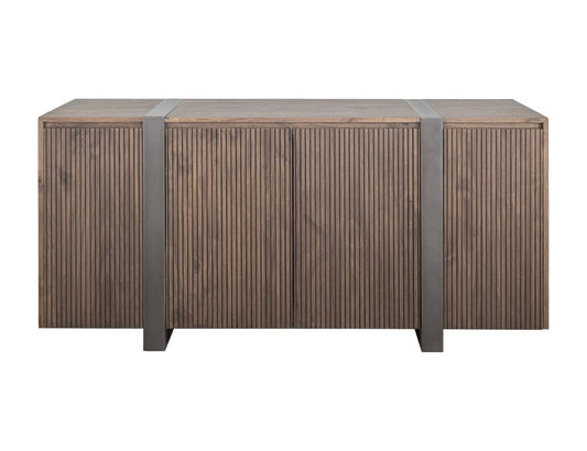 4 Door Haab Console | Modern Wood Design with Metal Accents