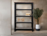 4 Shelf Bookcase - Industrial Wood & Metal Storage | Loft Brown