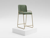 Upholstered Barstool with Wooden Frame & Metal Base | Modern Bar Seating