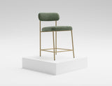 Upholstered Barstool with Wooden Frame & Metal Base | Modern Bar Seating