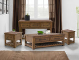 4 Drawer Walnut Cocktail Table with Wheels | Modern Coffee Table