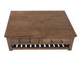 4 Drawer Walnut Cocktail Table with Wheels | Modern Coffee Table