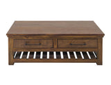 4 Drawer Walnut Cocktail Table with Wheels | Modern Coffee Table