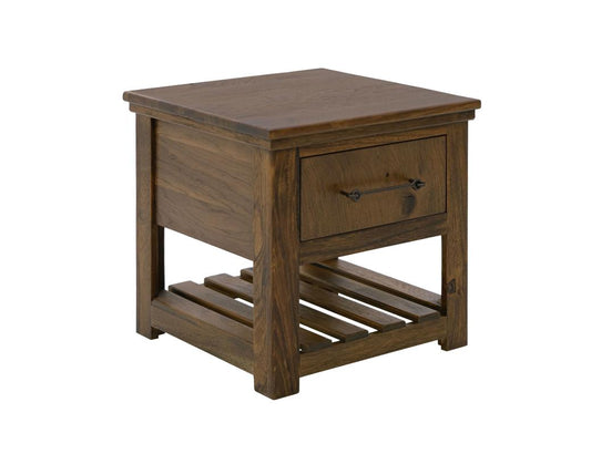 1 Drawer Walnut End Table | Parota Wood Occasional Table