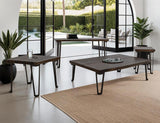 Walnut Cocktail Table with Live-Edge Parota Wood & Gold Metal Inlays