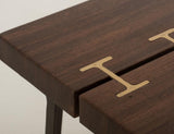 Walnut Cocktail Table with Live-Edge Parota Wood & Gold Metal Inlays