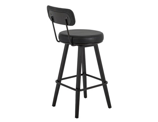 Modern Eclipse Upholstered Barstool - Wooden Frame & Metal Base