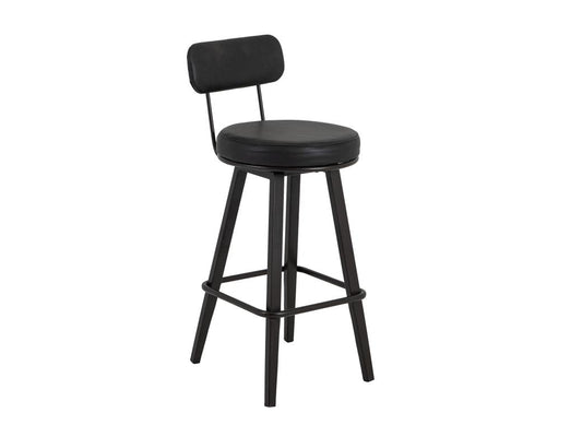 Modern Eclipse Upholstered Barstool - Wooden Frame & Metal Base