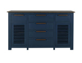 6 Drawer 2 Door Blue Buffet with Brown Top | Bonfire Storage