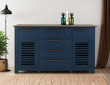 6 Drawer 2 Door Blue Buffet with Brown Top | Bonfire Storage