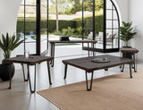 Walnut Chairside Table with Live-Edge Parota Wood & Gold Metal