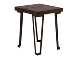Walnut Chairside Table with Live-Edge Parota Wood & Gold Metal