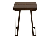 Walnut Chairside Table with Live-Edge Parota Wood & Gold Metal