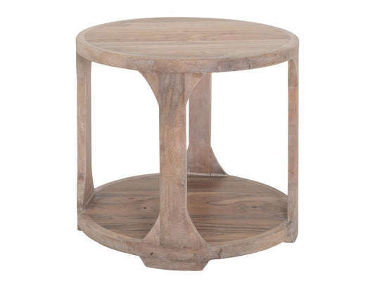 White Balam 1 Shelf End Table - Handcrafted Mango & Teak Wood