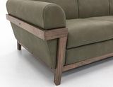 Mezquite Armchair - Mid-Century Green Faux Leather & Solid Pine Wood