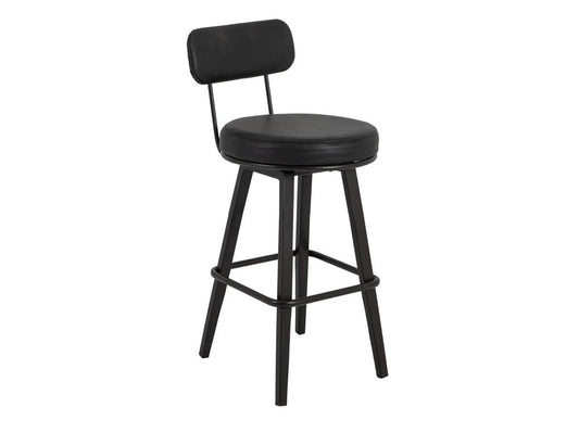 Modern Eclipse Upholstered Barstool - Wooden Frame & Metal Base