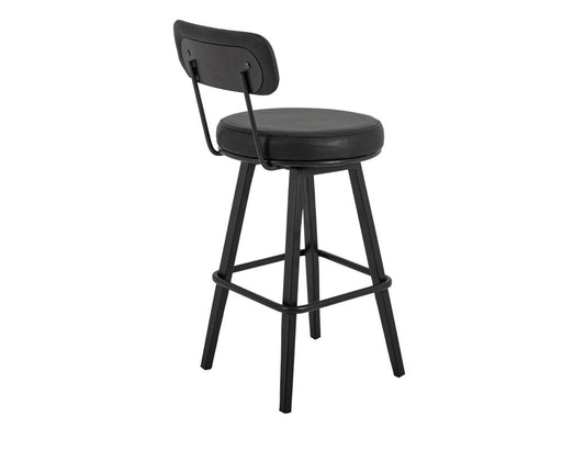 Modern Eclipse Upholstered Barstool - Wooden Frame & Metal Base