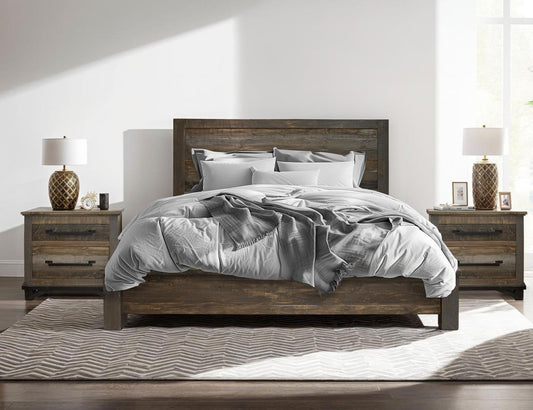 2 Drawer Nightstand | Loft Brown Pine Wood Collection