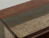 2 Drawer 2 Iron Mesh Doors 76" Rustic TV Stand - Antique Pine