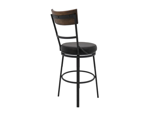 Wooden Frame & Metal Base Bar Stool - Modern Industrial Design
