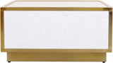 Glitz Contemporary Coffee Table with Elegant Gold Metal Base and Stylish Faux Marble Top Design