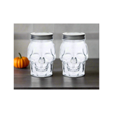 Skull Mason Jar with Lid, 4-Piece Set (2 skull Mason Jars & 2 Lids) 42oz, Clear
