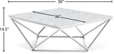 Skyler Contemporary Stainless Steel Coffee Table with Sculptural Marble Top for Modern Living Spaces