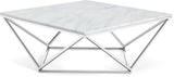 Skyler Contemporary Stainless Steel Coffee Table with Sculptural Marble Top for Modern Living Spaces