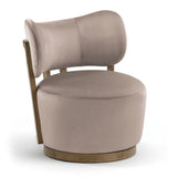 Elara - Velvet Upholstered Swivel Accent Chair - Taupe