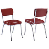 Retro Upholstered Dining Side Chair - Red (Set of 2)