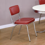 Retro Upholstered Dining Side Chair - Red (Set of 2)