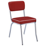Retro Upholstered Dining Side Chair - Red (Set of 2)