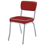 Retro Upholstered Dining Side Chair - Red (Set of 2)
