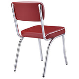 Retro Upholstered Dining Side Chair - Red (Set of 2)
