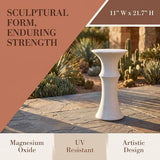 Fluted Slim Pedestal Mgo Stone Outdoor Side Table