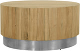 Acacia Wood Coffee Table with Stunning Grain Design and Sturdy Metal Base for Modern Living Spaces