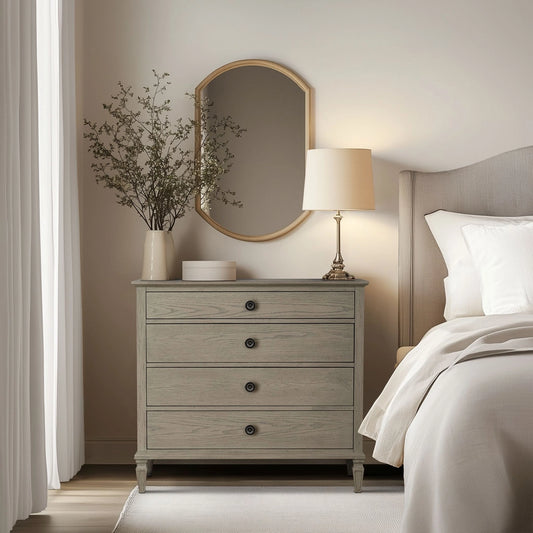 European Country Style Farmhouse 4-Drawer Dresser, Grey *