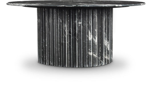 Genoa Coffee Table: Handcrafted Marble Elegance with Unique Veining and Art Deco Fluted Base Masterpiece