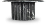Genoa Coffee Table: Handcrafted Marble Elegance with Unique Veining and Art Deco Fluted Base Masterpiece