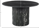 Genoa Dining Table - Handcrafted Marble Elegance with Unique Veining and Art Deco Fluted Base Design