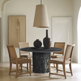 Genoa Dining Table - Handcrafted Marble Elegance with Unique Veining and Art Deco Fluted Base Design