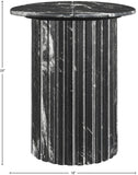 Genoa End Table - Handcrafted Marble Design with Unique Veining, Elegant Art Deco Statement Piece