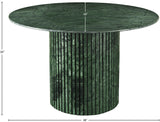 Genoa Dining Table - Handcrafted Marble Elegance with Unique Veining and Art Deco Fluted Base Design
