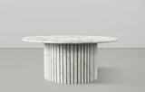 Genoa Coffee Table: Handcrafted Marble Elegance with Unique Veining and Art Deco Fluted Base Masterpiece